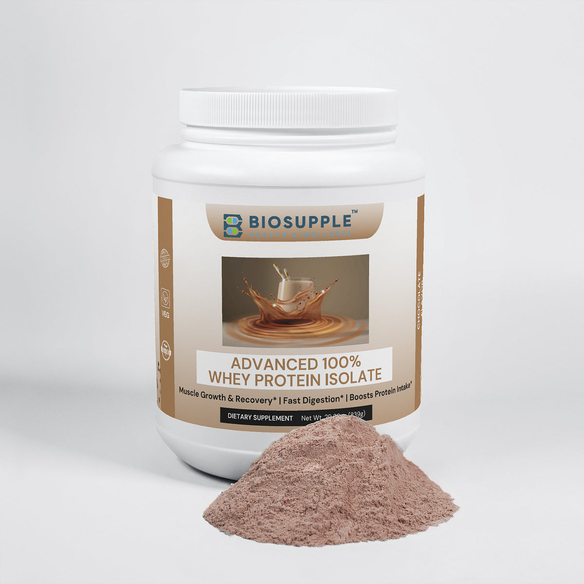 Advanced 100% Whey Protein Isolate (Chocolate), Biosupple USA