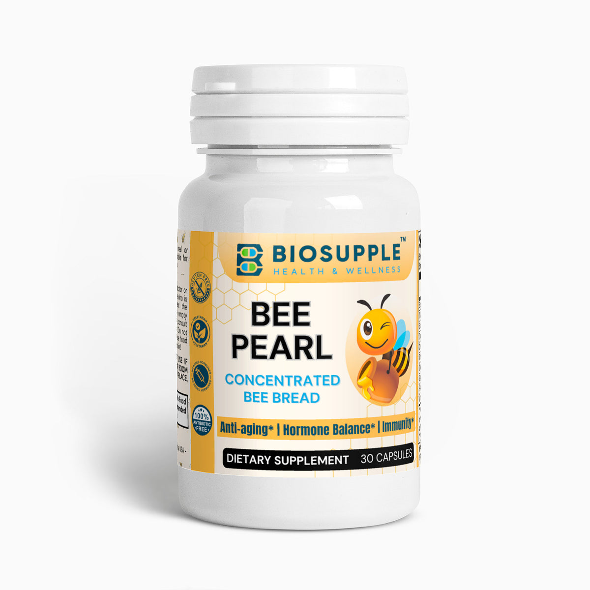 Bee Pearl Concentrated Bee Bread, Anti-aging, Hormone Balance, Immunity, Energy Levels, Biosupple USA