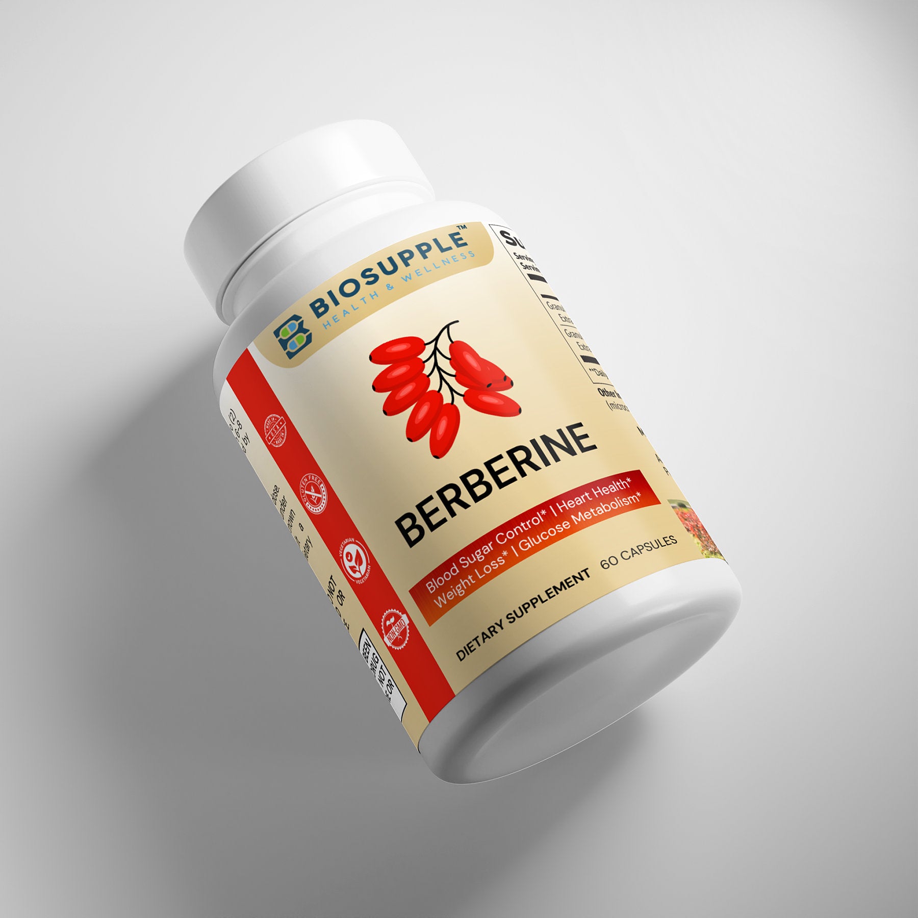 berberine mushroom dietary supplement, blood sugar control, Heart Health, Weight Loss, Glucose Metabolism, Biosupple, USA