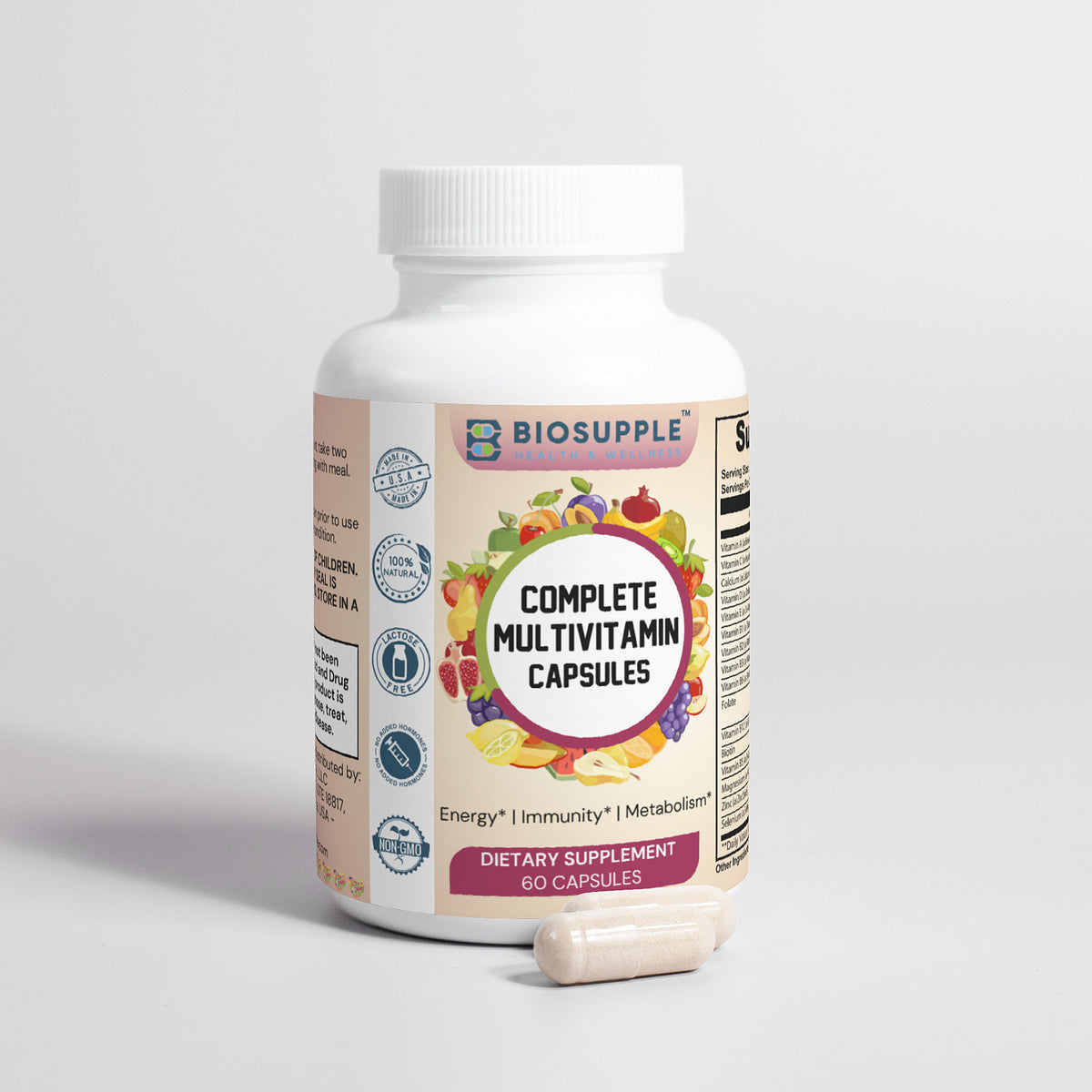 Complete Multivitamins Capsules, Energy, Immunity, Metabolism, Biosupple USA