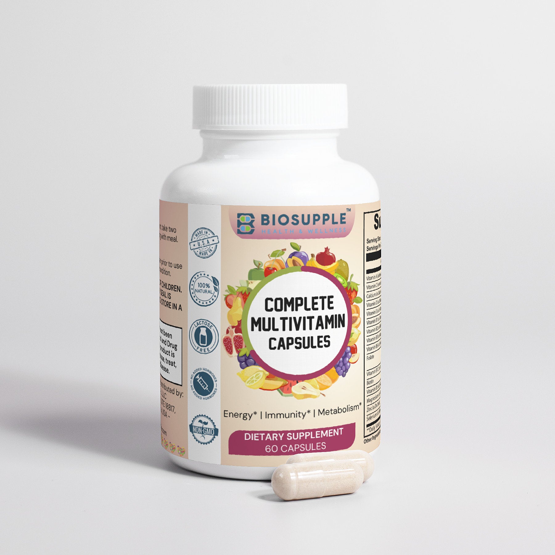 Complete Multivitamins Capsules, Energy, Immunity, Metabolism, Biosupple USA