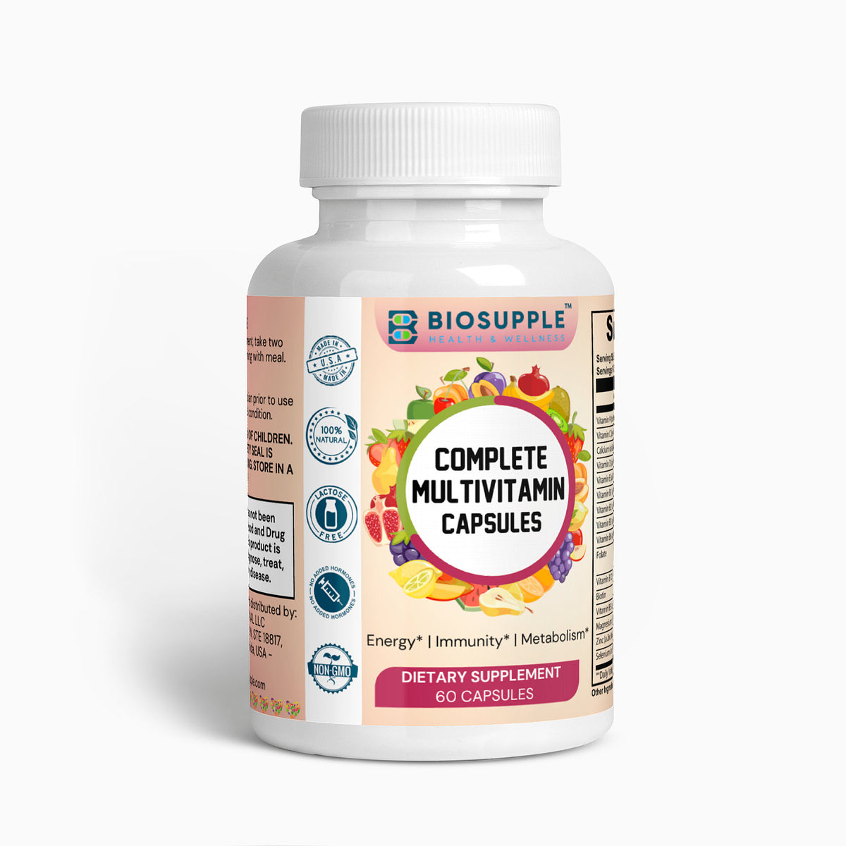 Complete Multivitamins Capsules, Energy, Immunity, Metabolism, Biosupple USA