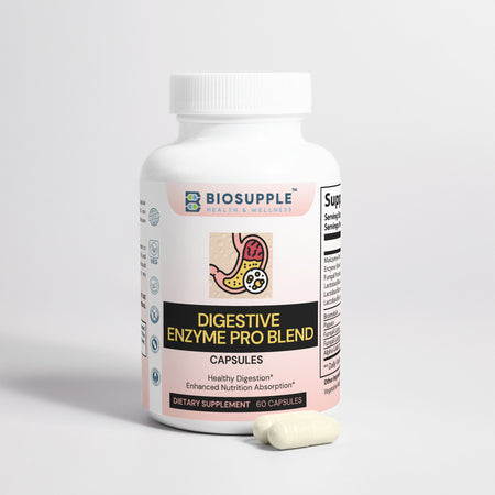 digestive enzyme pro blend dietary supplement, healthy digestion, enhanced nutrition absorption, Biosupple, USA