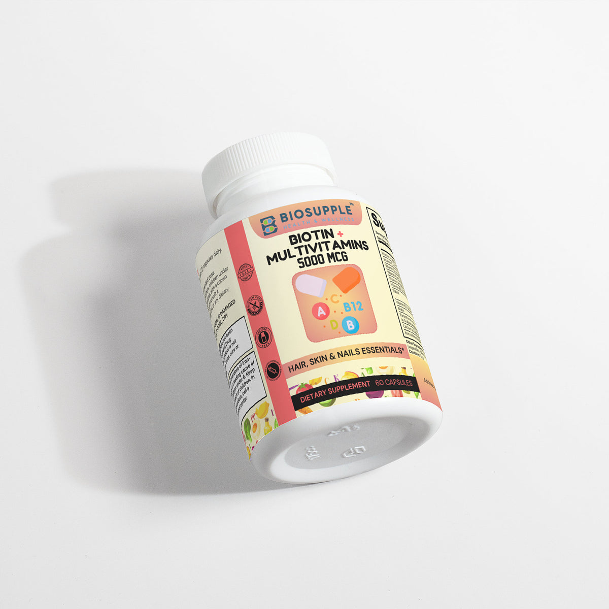 Biotin + Multivitamins 5000 MCG, Vitamin B7, Hair, Skin, and Nail Essentials, Biosupple USA