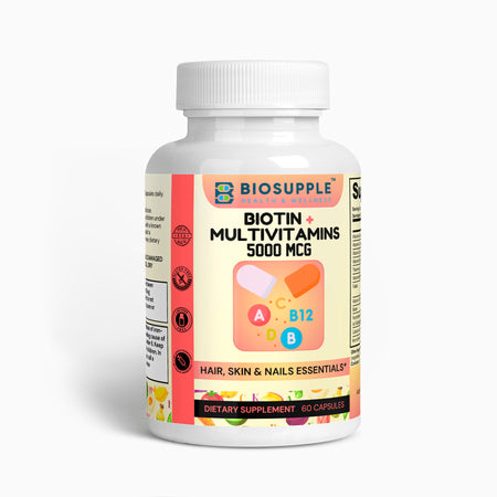 Biotin + Multivitamins 5000 MCG, Vitamin B7, Hair, Skin, and Nail Essentials, Biosupple USA