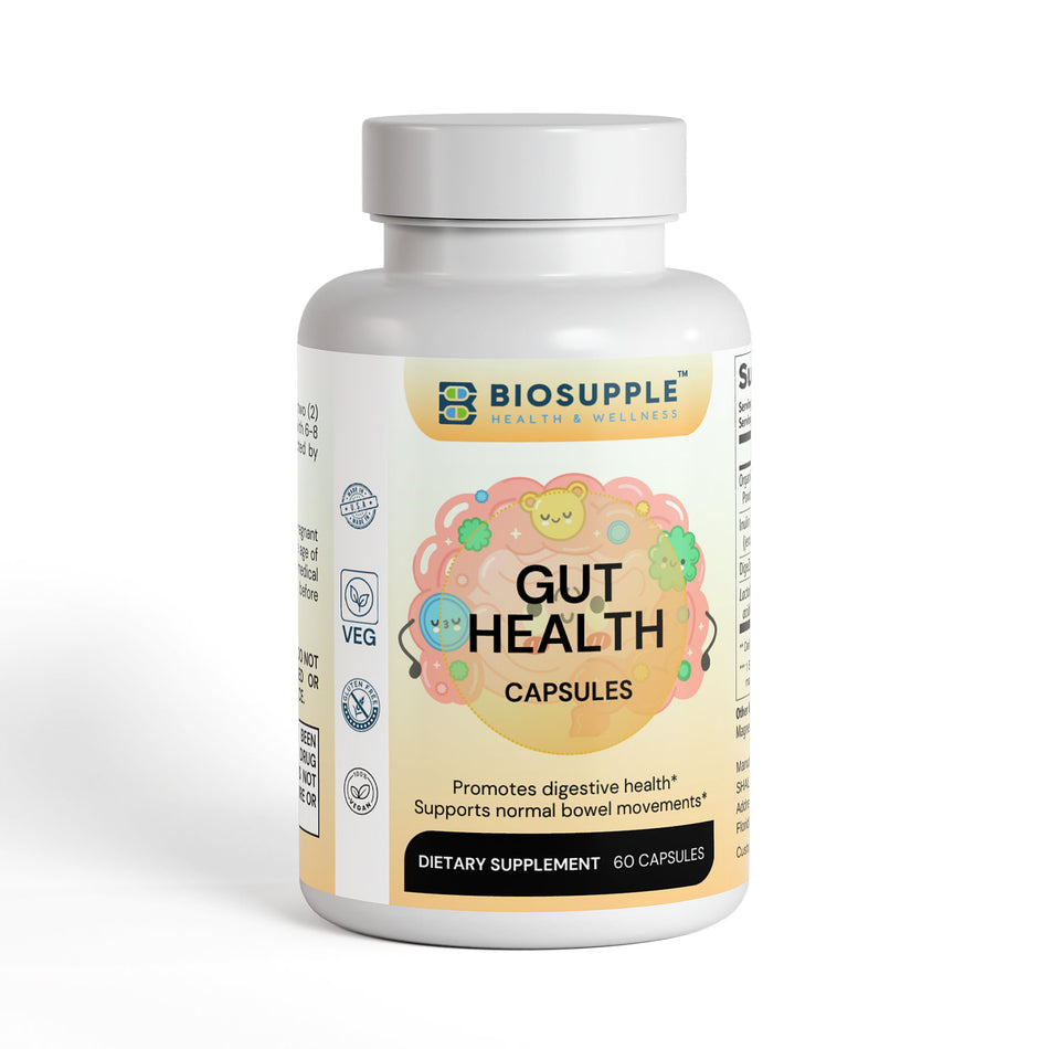 gut health dietary supplement, promotes digestive health, supports normal bowel movements, Biosupple, USA