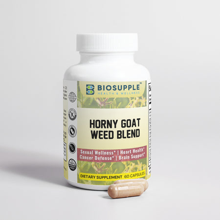 horny goat weed blend dietary supplement, sexual wellness, heart health, cancer defense, brain support, Biosupple, USA