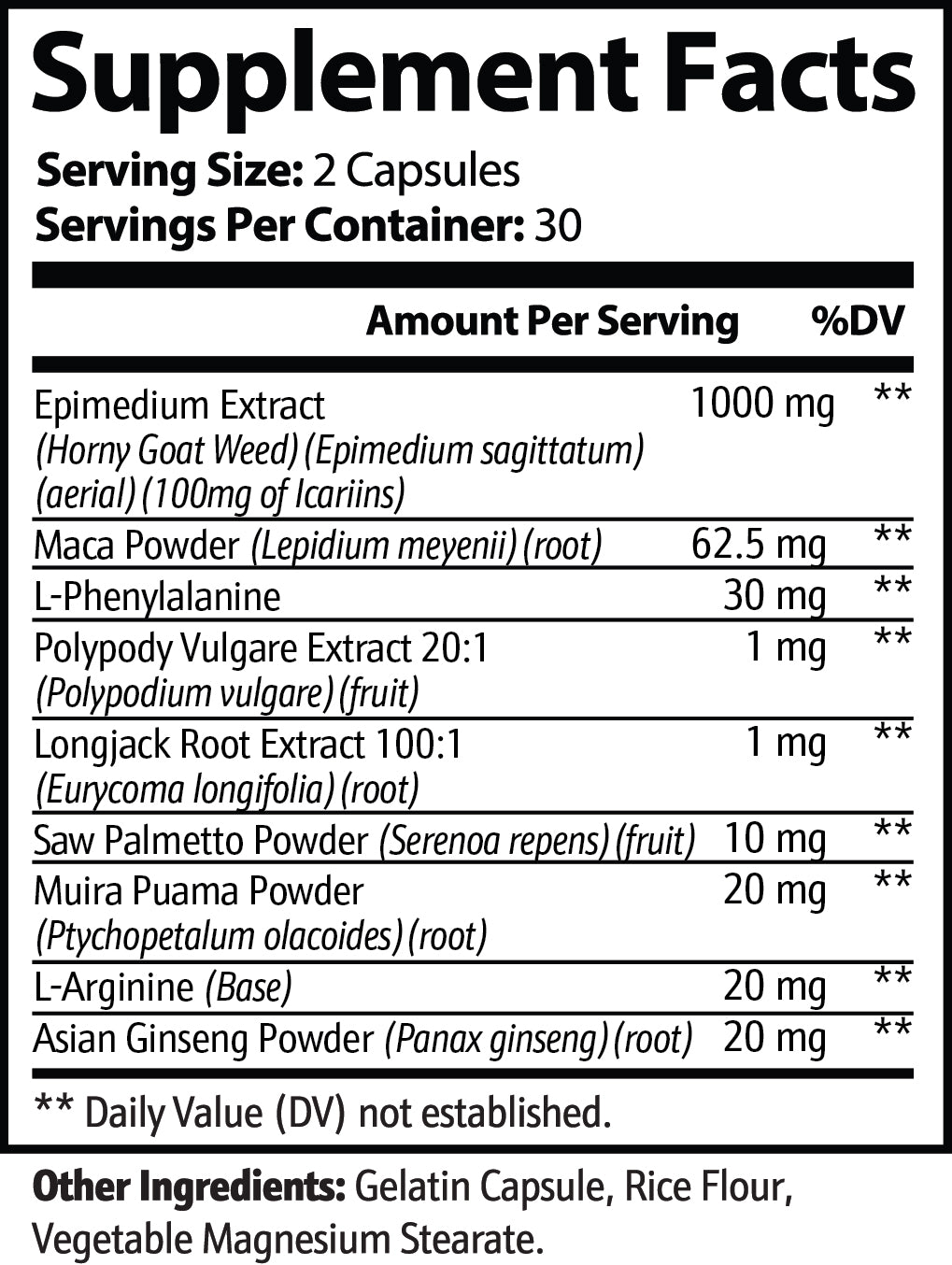 horny goat weed blend dietary supplement, sexual wellness, heart health, cancer defense, brain support, Biosupple, USA