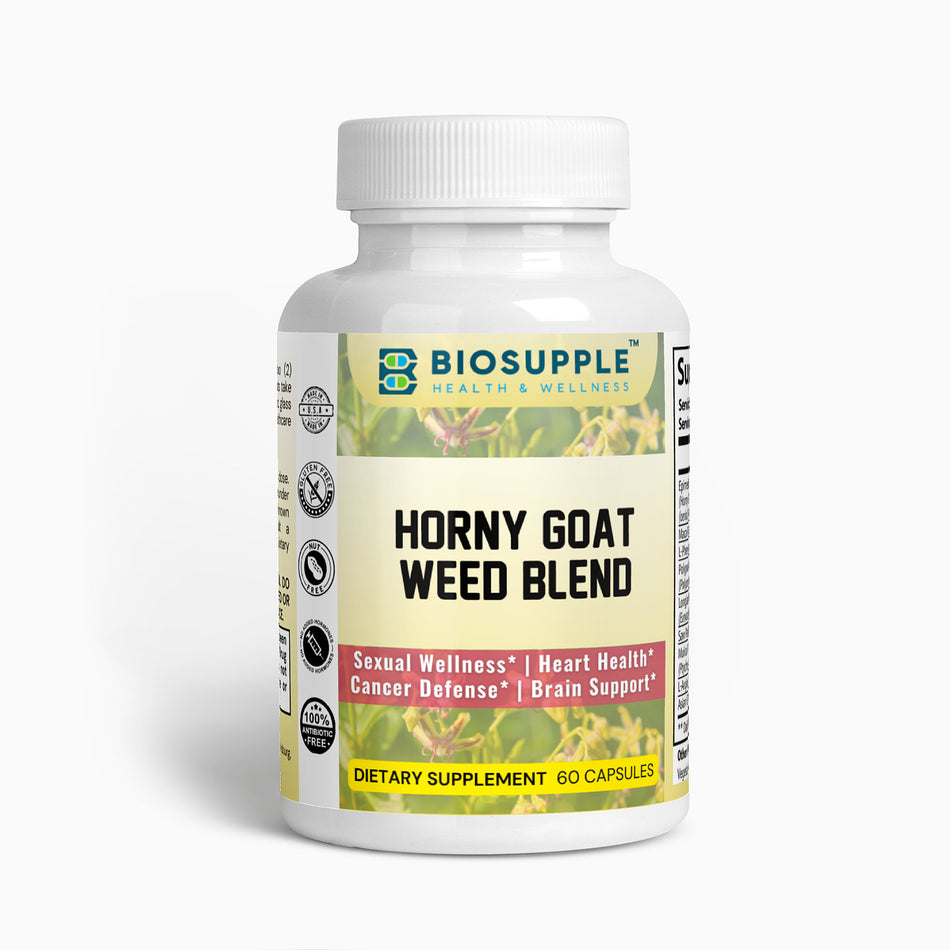 horny goat weed blend dietary supplement, sexual wellness, heart health, cancer defense, brain support, Biosupple, USA