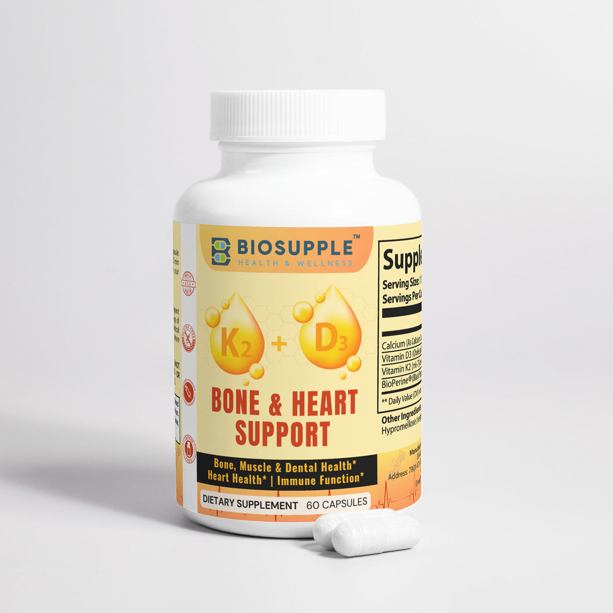 K2 + D3 Bone, Muscle & Dental, and Heart Health. Immune Function, Biosupple USA
