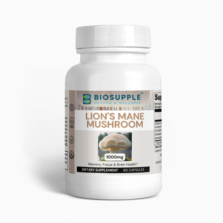 lion's mane mushroom dietary supplement, memory, focus & brain health, Biosupple, USA