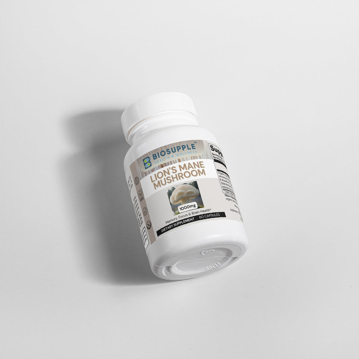 lion's mane mushroom dietary supplement, memory, focus & brain health, Biosupple, USA