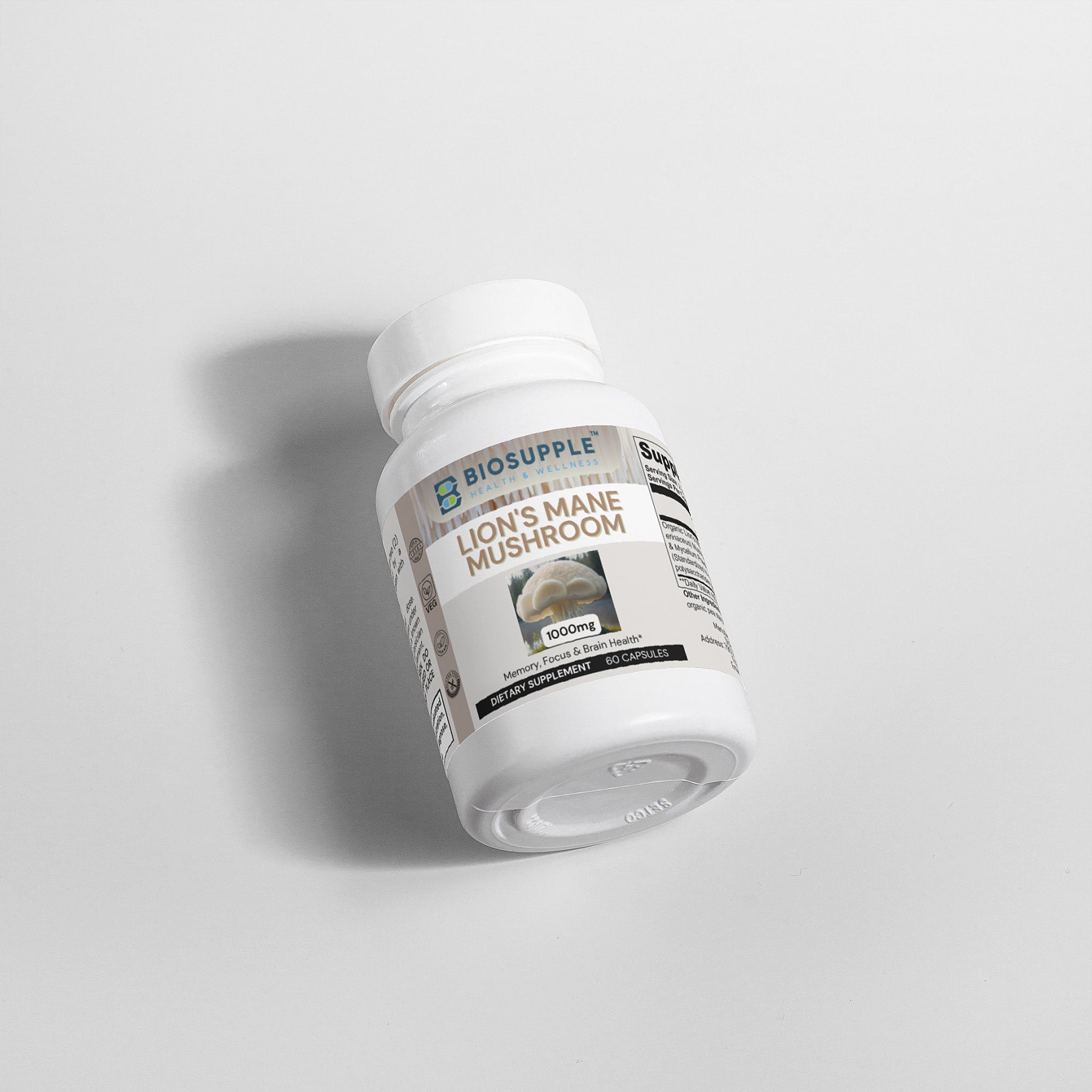 lion's mane mushroom dietary supplement, memory, focus & brain health, Biosupple, USA