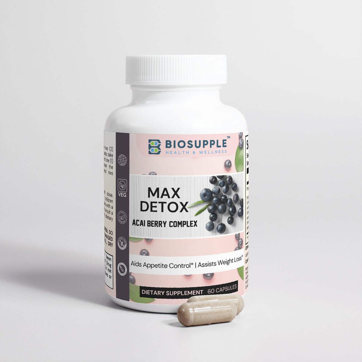 mat detox acai berry complex dietary supplement, appetite control, weight loss, Biosupple, USA
