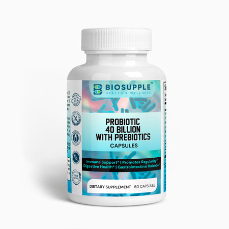 probiotic 20 billion cfu dietary supplement, immune support, promote regularity, digestive health, gastrointestinal balance, Biosupple, USA