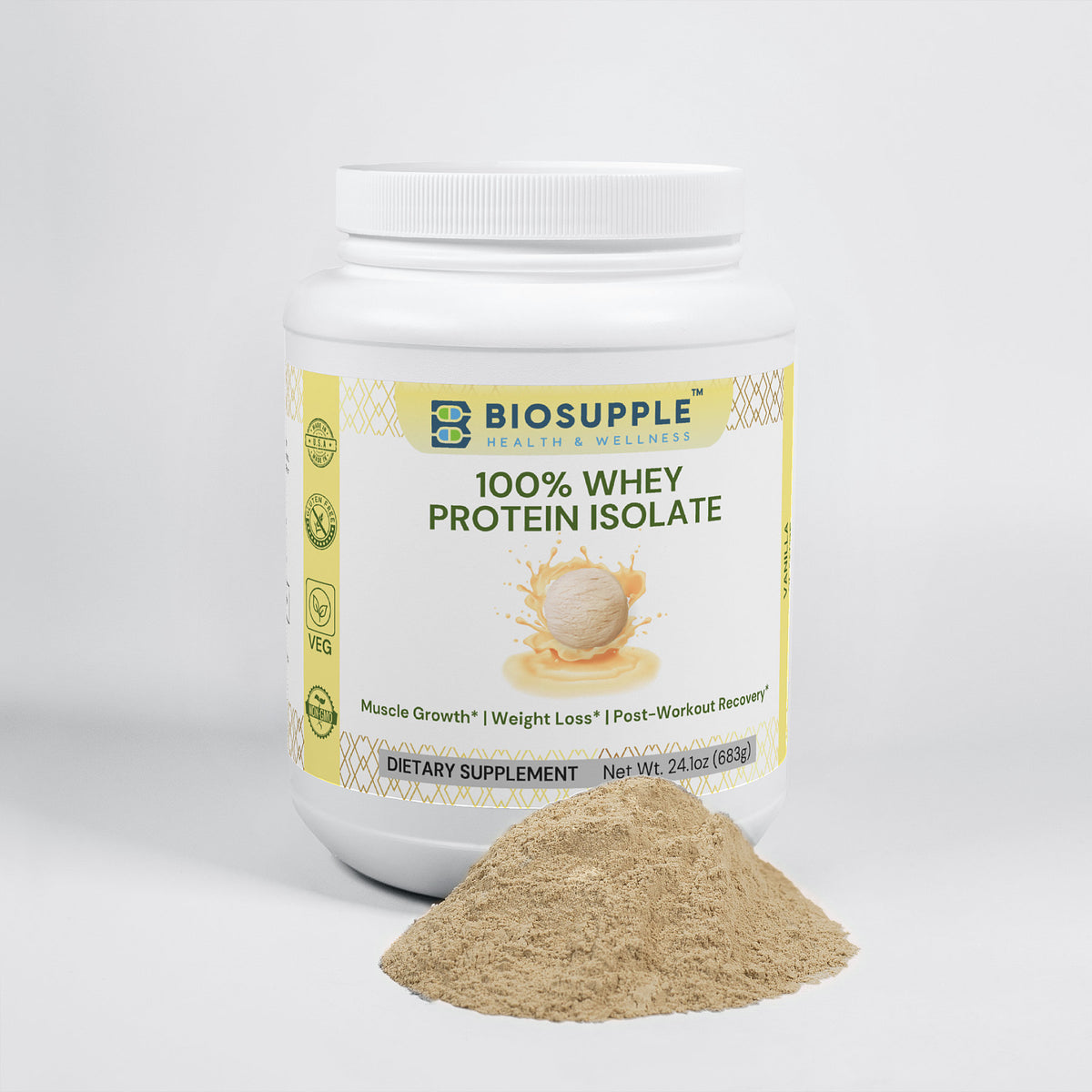 Pure3 100% Whey Protein Isolate (Vanilla), Biosupple USA