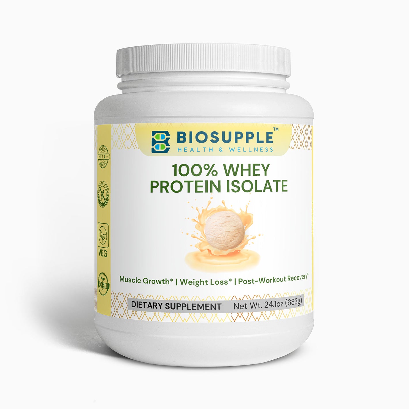 Pure3 100% Whey Protein Isolate (Vanilla), Biosupple USA