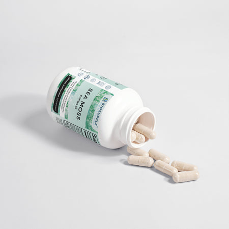 sea moss dietary supplement, boosts energy level, boosts immunity, brain health, nerve health, thyroid health, Biosupple, USA
