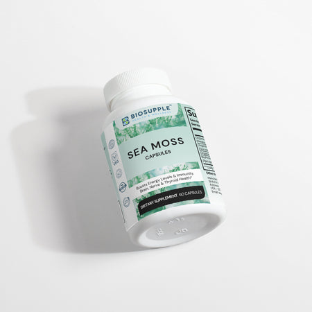 sea moss dietary supplement, boosts energy level, boosts immunity, brain health, nerve health, thyroid health, Biosupple, USA