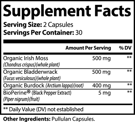 sea moss dietary supplement, boosts energy level, boosts immunity, brain health, nerve health, thyroid health, Biosupple, USA