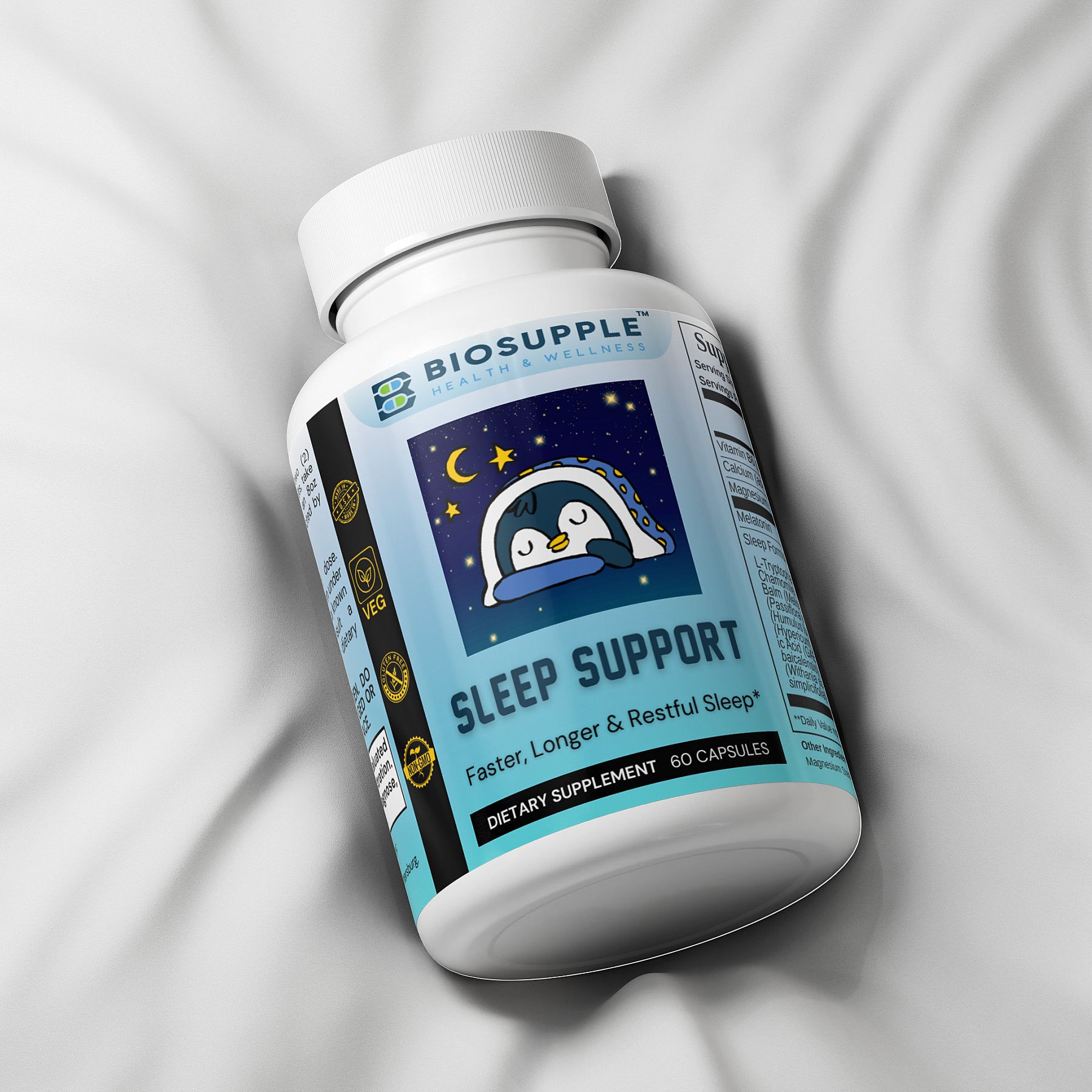 sleep support dietary supplement, faster, longer and restful sleep, Biosupple, USA