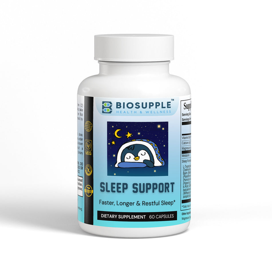 sleep support dietary supplement, faster, longer and restful sleep, Biosupple, USA