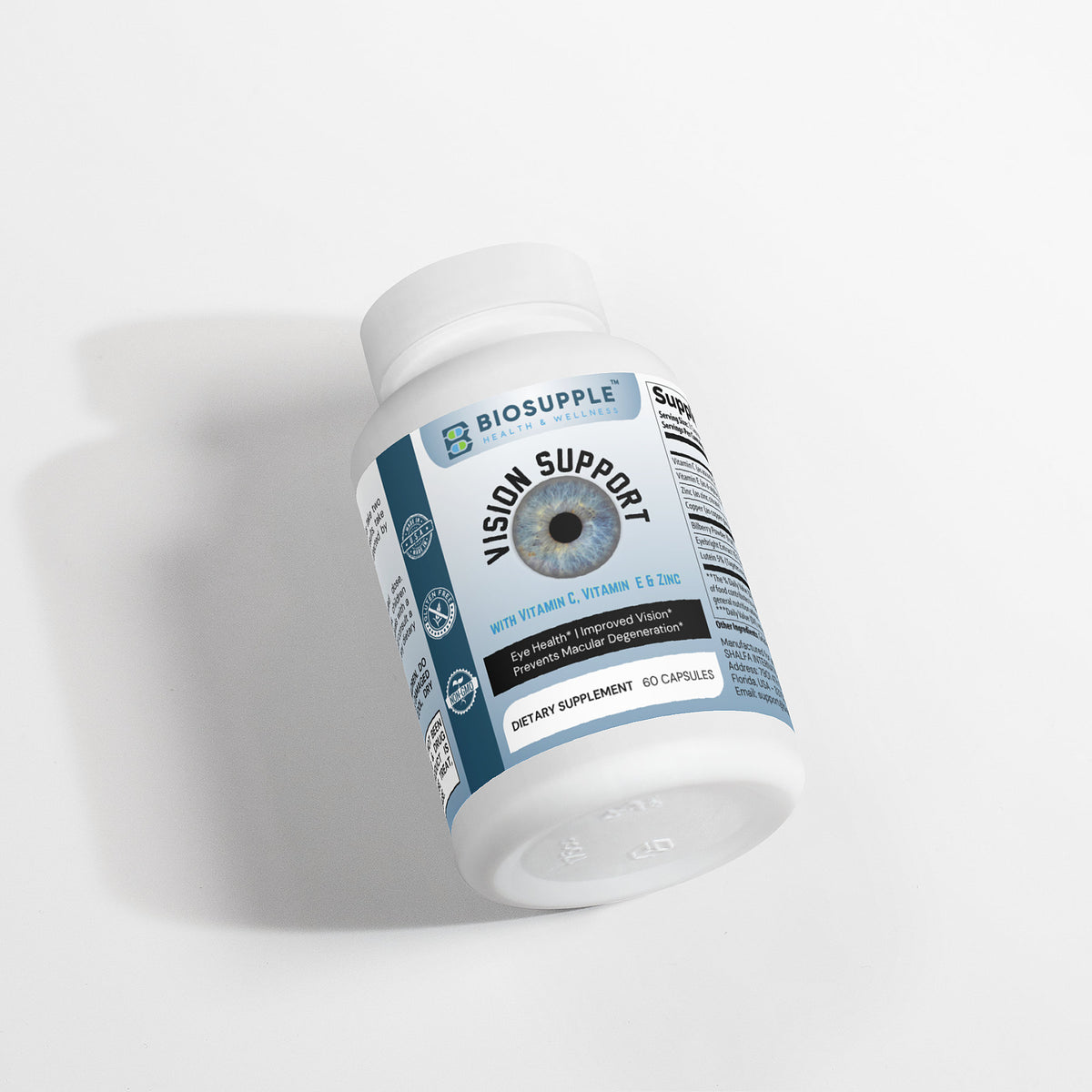 Vision Support wuth Vitamin C, Vitamin E and Zinc, Eye Health, Improved Vision, Prevents Macular Degeneration, Biosupple USA