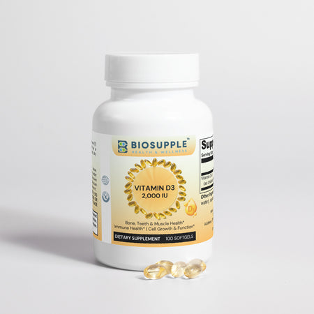Vitamin D3 2,000 IU, Bone, Teeth & Muscle Health, Immune Health, Cell Growth & Function, Biosupple USA