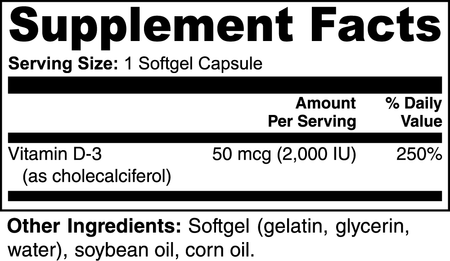 Vitamin D3 2,000 IU, Bone, Teeth & Muscle Health, Immune Health, Cell Growth & Function, Biosupple USA