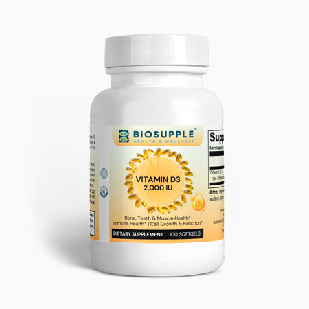 Vitamin D3 2,000 IU, Bone, Teeth & Muscle Health, Immune Health, Cell Growth & Function, Biosupple USA